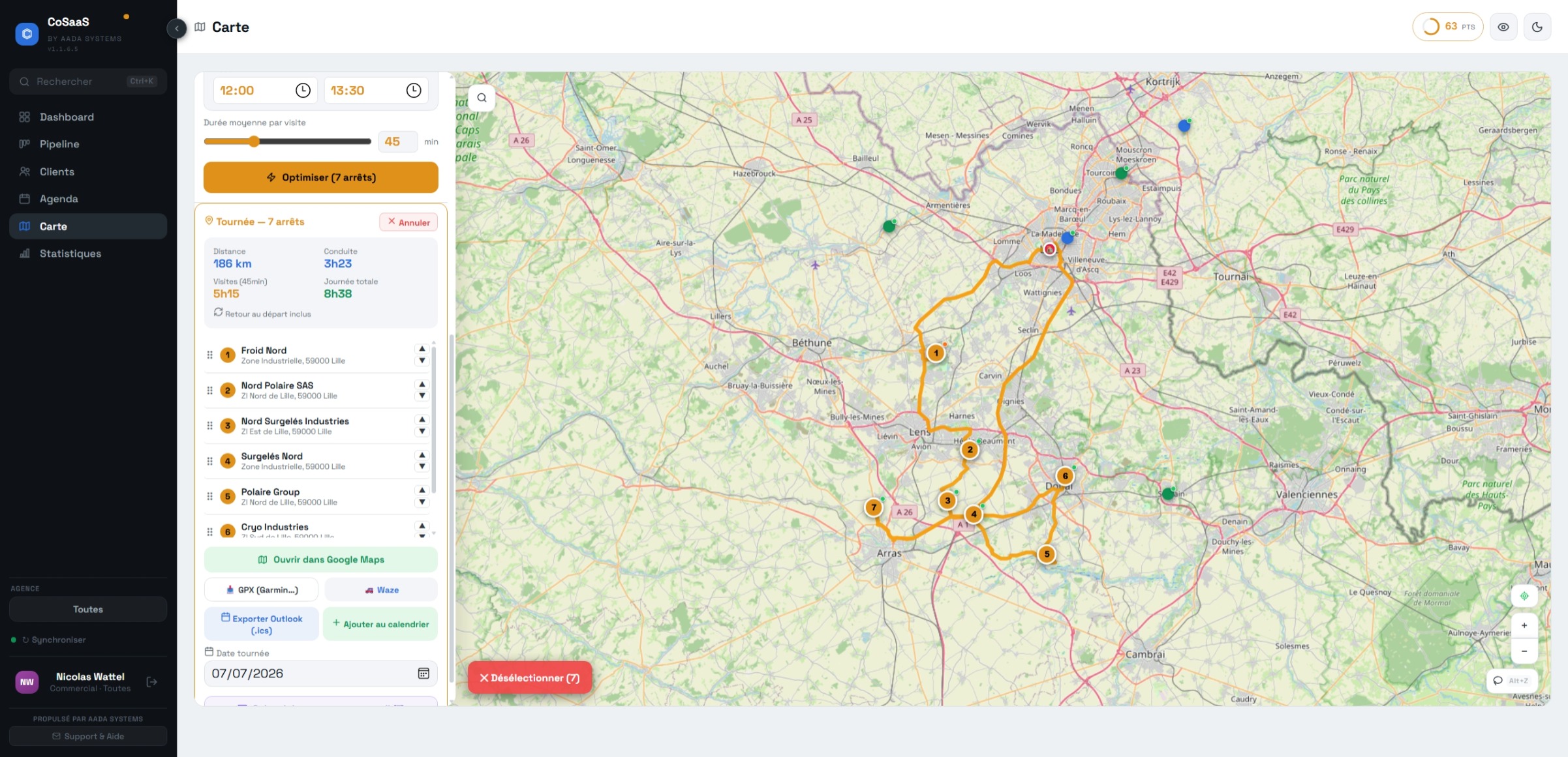 Carte et tournées CoSaaS